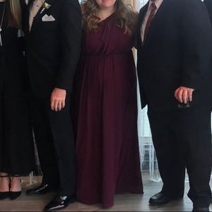 Torrid one shoulder burgundy chiffon gown